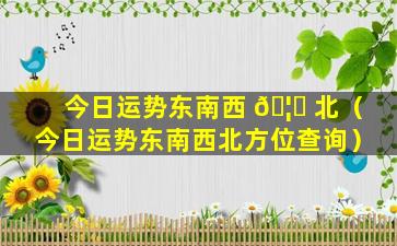 今日运势东南西 🦄 北（今日运势东南西北方位查询）